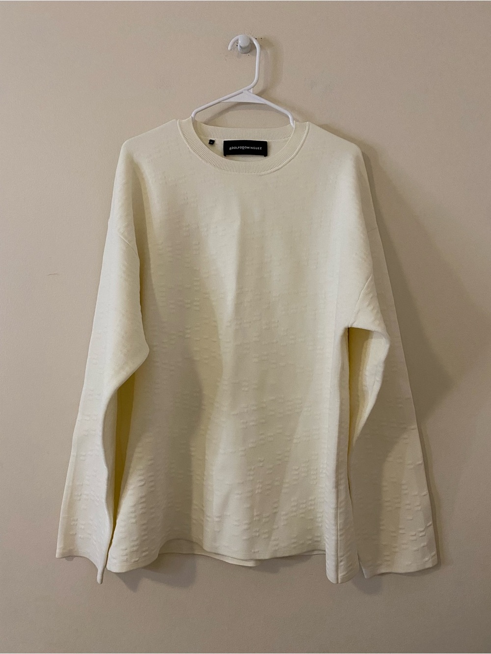 Adolfo Dominguez Quiet luxury Minimalist Cream Crewneck Sweater size XL